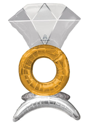 Globo de anillo de bodas de pie con anagrama de 21 pulgadas