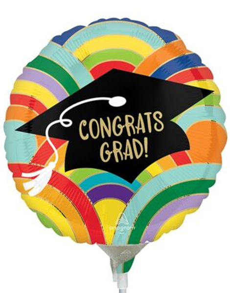 9in Anagram Congrats Grad Rainbows All Around Balloon
