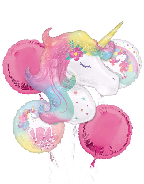 Anagram Enchanted Unicorn Birthday Bouquet Balloon 5pc - Joker Party Supply