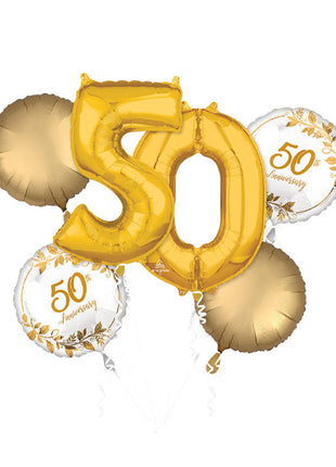 Anagram Happy 50th Anniversary Bouquet Balloons 5pc - Joker Party Supply
