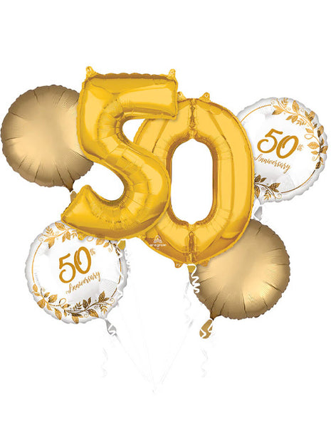Anagram Happy 50th Anniversary Bouquet Balloons 5pc - Joker Party Supply