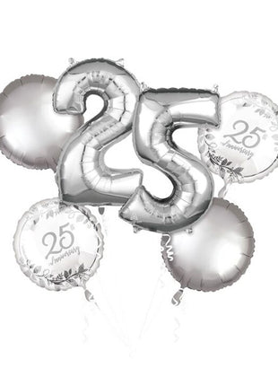 Anagram Happy 25th Anniversary Bouquet Balloons 5pc - Joker Party Supply