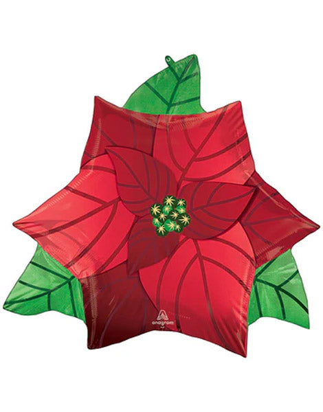 26in Anagram Satin Poinsettia Balloon - Joker Party Supply