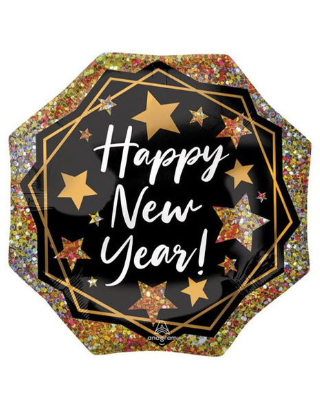 22in Anagram Happy New Year Gold Sparkle Balloon - Joker Party Supply