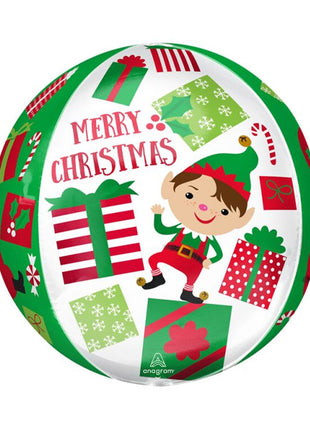 16in Anagram Merry Christmas Elf Orbz Balloon - Joker Party Supply