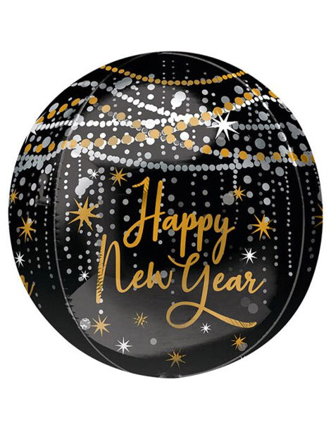 16in Anagram Happy New Year Midnight Hour Orbz Balloon - Joker Party Supply