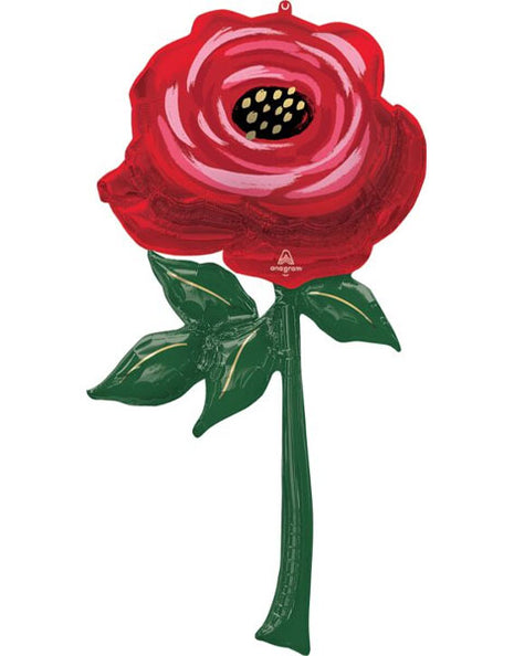 55in Anagram Red Painted Rose Balloon - Joker Party Supply