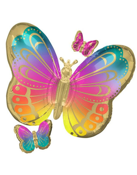 Globo con anagrama de mariposas de colores de 29 pulgadas