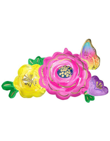 37in Anagram  Beautiful Flowers and Butterfly Balloon - Joker Party Supply