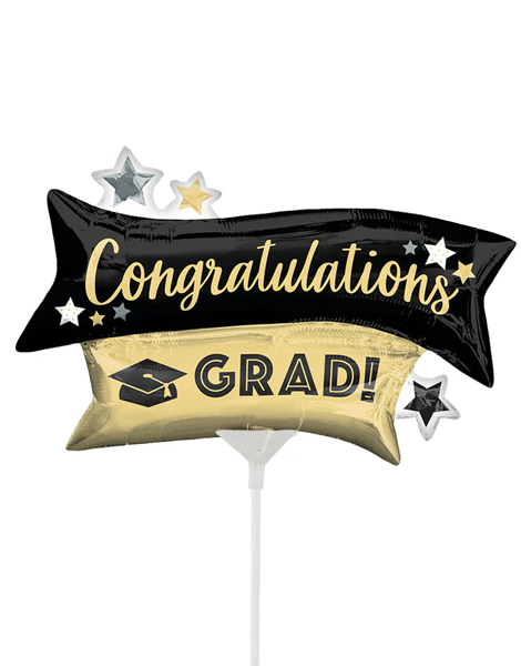 14in Anagram Congratulations Grad Gold & Black Balloon