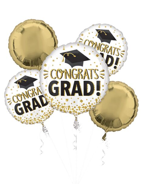 Anagram Congrats Grad Gold Glitter Balloon Bouquet
