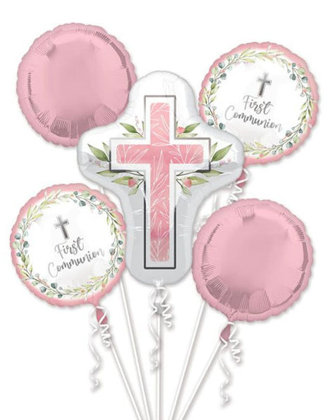 Anagram My First Communion Pink Bouquet Balloons 5pc
