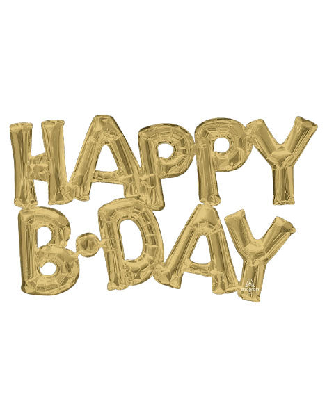 Anagram Air-Filled White Gold Happy B.Day Balloon - Joker Party Supply