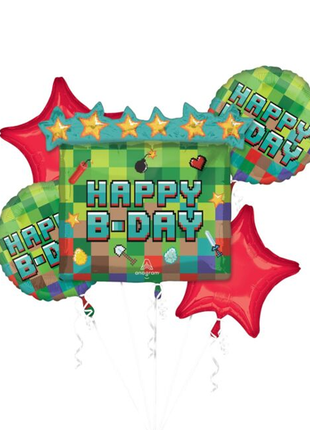 Anagram Pixel Party Bouquet Balloons 5pc - Joker Party Supply