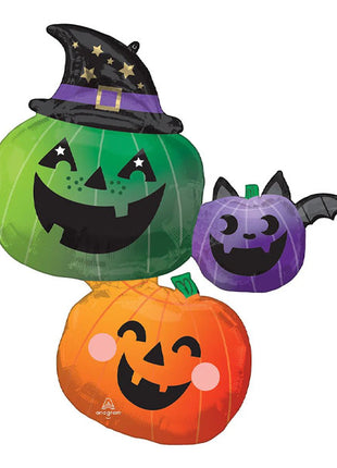 Globo apilador de calabaza con anagrama divertido y espeluznante de 33 pulgadas