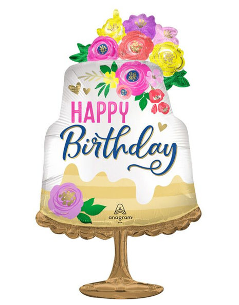 32in Anagram Satin Artful Floral Birthday Balloon - Joker Party Supply
