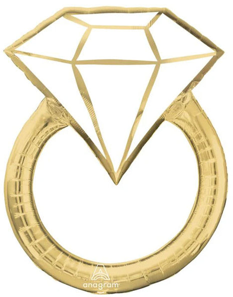 30in Anagram White Gold Wedding Ring Balloon - Joker Party Supply