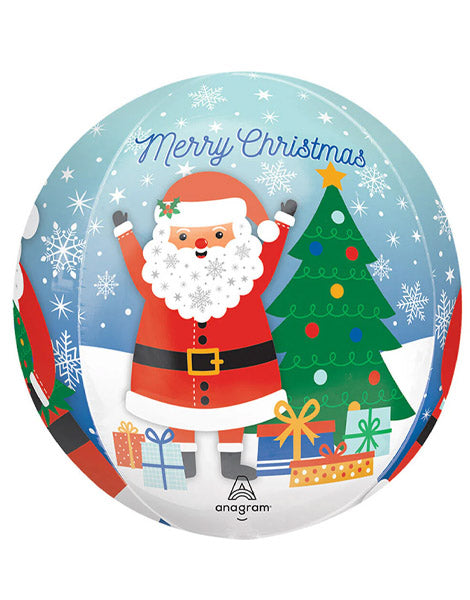 16in Anagram Snowy Christmas Santa Orbz Balloon - Joker Party Supply