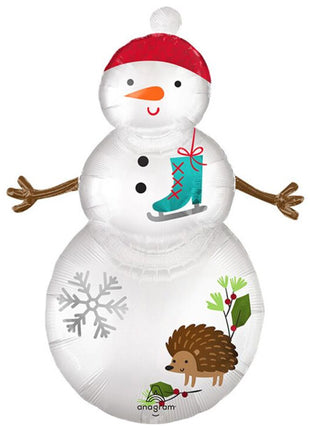 38in Anagram Satin Woodland Snowman Balloon - Joker Party Supply