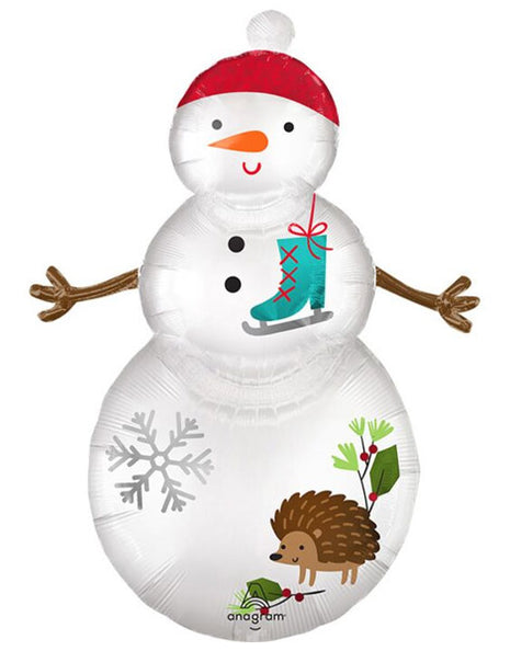 38in Anagram Satin Woodland Snowman Balloon - Joker Party Supply