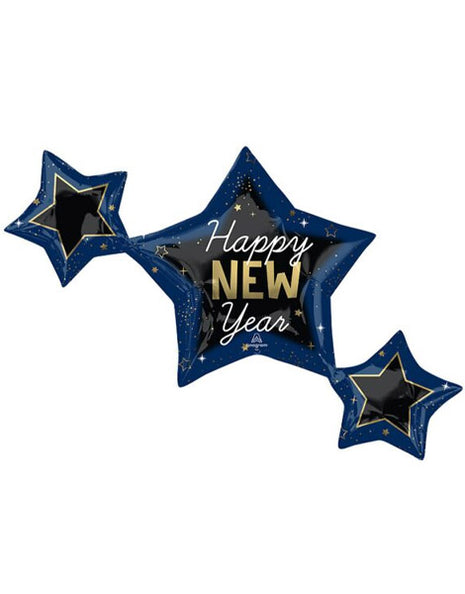 39in Anagram Happy New Year Stars Cluster Balloon - Joker Party Supply