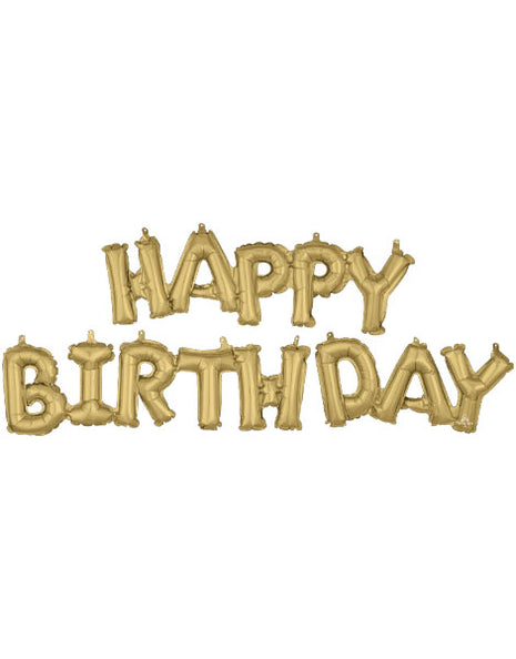 Anagram Air-Filled Gold Happy Birthday Balloon - Joker Party Supply