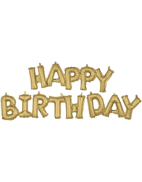 Anagram Air-Filled Gold Happy Birthday Balloon - Joker Party Supply