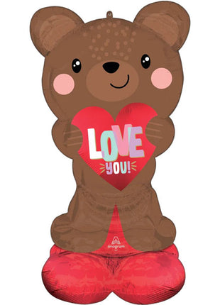 49in AirLoonz Satin Brown Love Bear Balloon - Joker Party Supply