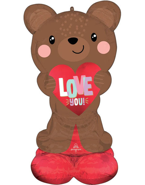 49in AirLoonz Satin Brown Love Bear Balloon - Joker Party Supply