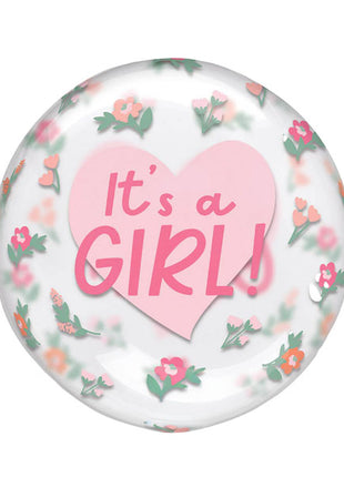 Globo floral transparente con anagrama "It's A Girl" de 18 pulgadas