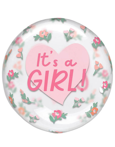Globo floral transparente con anagrama "It's A Girl" de 18 pulgadas