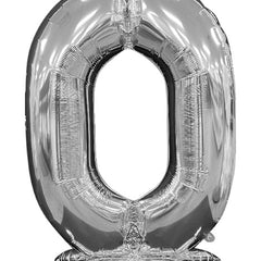52in Anagram Silver Stand-Up Number 0 Balloon - Joker Party Supply