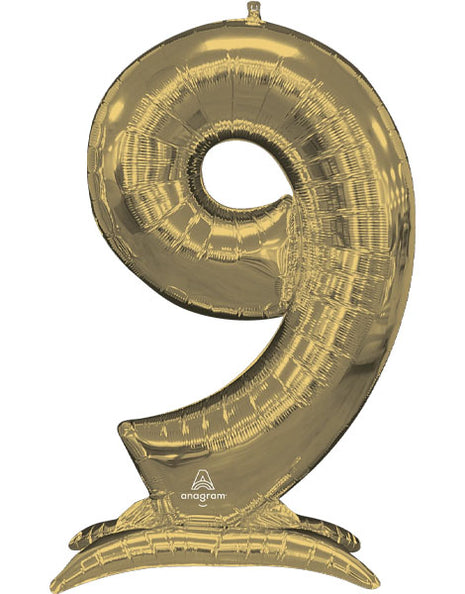 52in Anagram White Gold Stand-Up Number 9 Balloon - Joker Party Supply