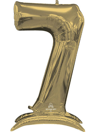 52in Anagram White Gold Stand-Up Number 7 Balloon - Joker Party Supply