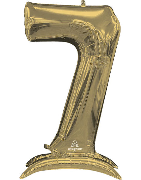 52in Anagram White Gold Stand-Up Number 7 Balloon - Joker Party Supply