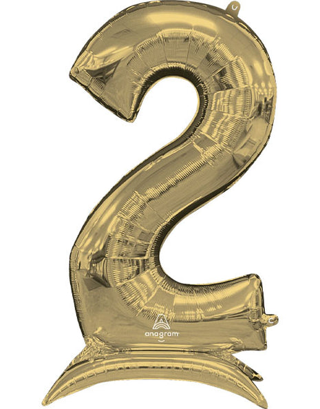 52in Anagram White Gold Stand-Up Number 2 Balloon - Joker Party Supply
