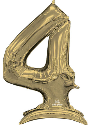52in Anagram White Gold Stand-Up Number 4 Balloon - Joker Party Supply