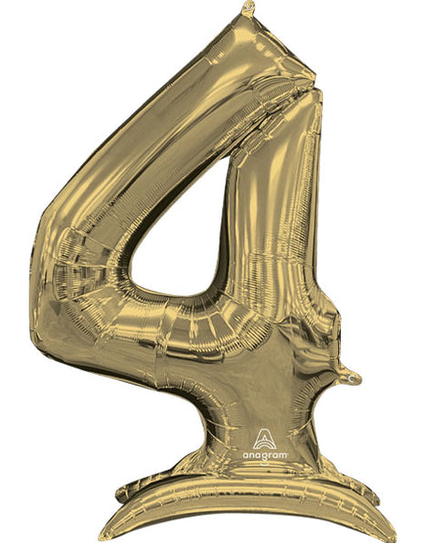 52in Anagram White Gold Stand-Up Number 4 Balloon - Joker Party Supply
