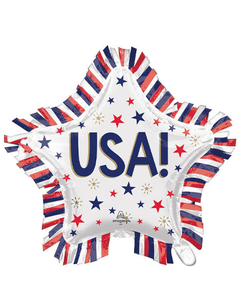 28in Anagram USA Star Fringe Balloon - Joker Party Supply