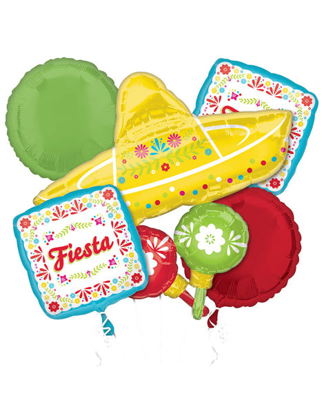 Anagram Sombrero Maraca Fiesta Bouquet Balloons 5pc - Joker Party Supply