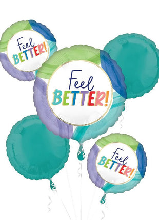 Anagram Cutout Collage Feel Better Bouquet Balloons 5pc - Joker Party Supply