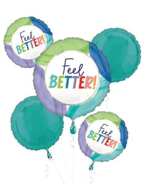 Anagram Cutout Collage Feel Better Bouquet Balloons 5pc - Joker Party Supply