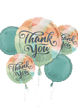 Anagram Thank You Pastel Clouds Bouquet Balloons 5pc - Joker Party Supply