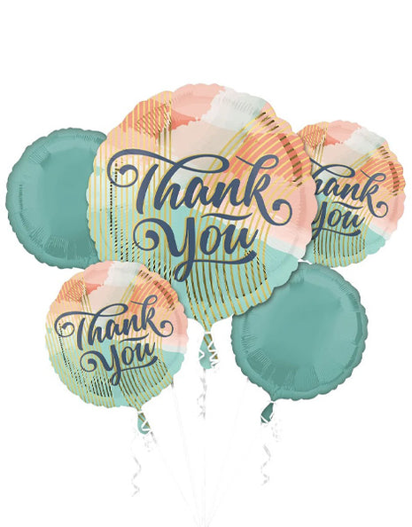 Anagram Thank You Pastel Clouds Bouquet Balloons 5pc - Joker Party Supply