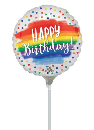 4in Anagram Satin Happy Birthday Dots Balloon (Heat Seal Required)