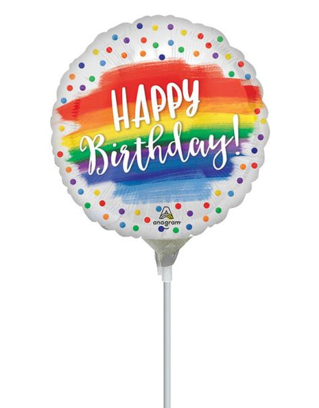 4in Anagram Satin Happy Birthday Dots Balloon (Heat Seal Required)
