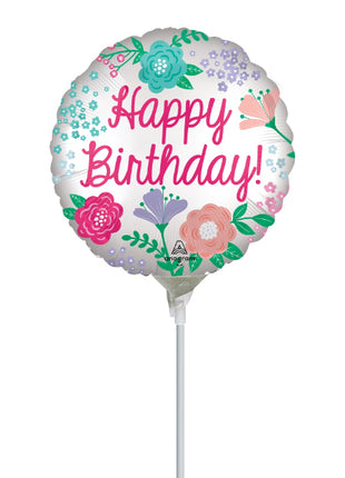 9in Anagram Satin Happy Birthday Garden Balloon (Heat Seal Required)