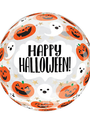 Globo transparente de 18 pulgadas con anagrama de calabazas y fantasmas espeluznantes