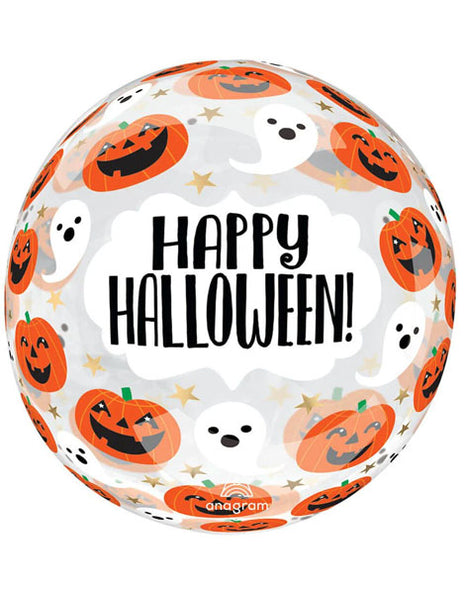 Globo transparente de 18 pulgadas con anagrama de calabazas y fantasmas espeluznantes