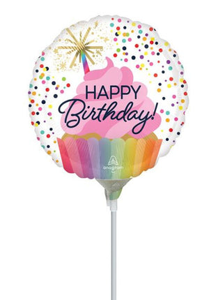 Globo de cumpleaños con anagrama de 9 pulgadas y confeti espolvoreado (se requiere sellado térmico)